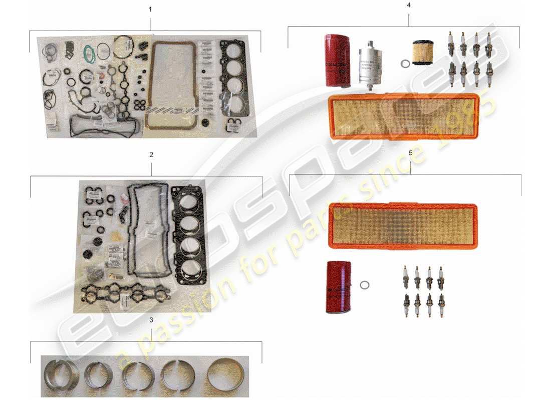 porsche 1990 (928) kit di riparazione - set di manutenzione - set di guarnizioni schema delle parti