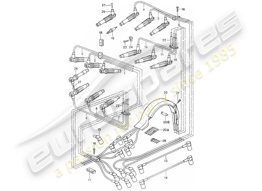 porsche 1994 (964) impianto elettrico del motore 2 diagramma delle parti