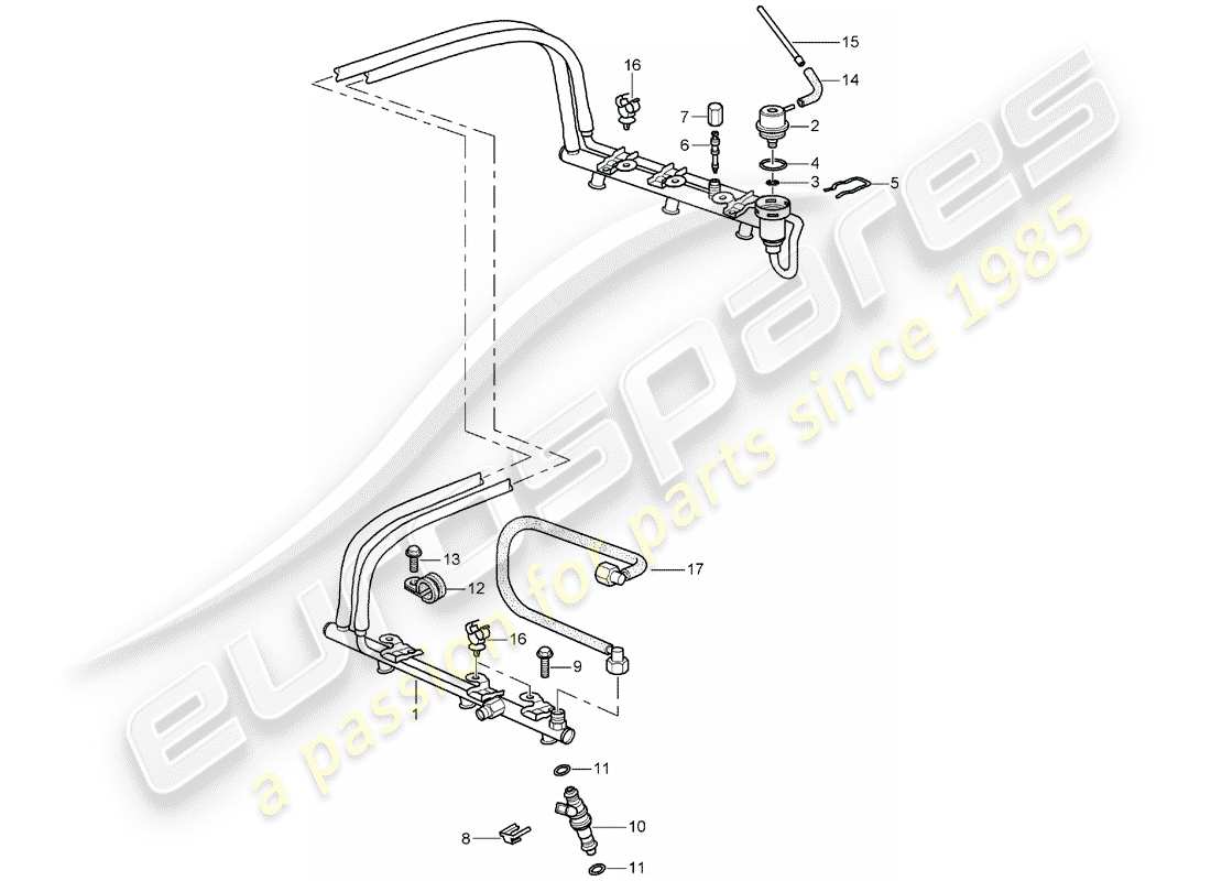 porsche 2005 (996) tubo di raccolta carburante diagramma delle parti