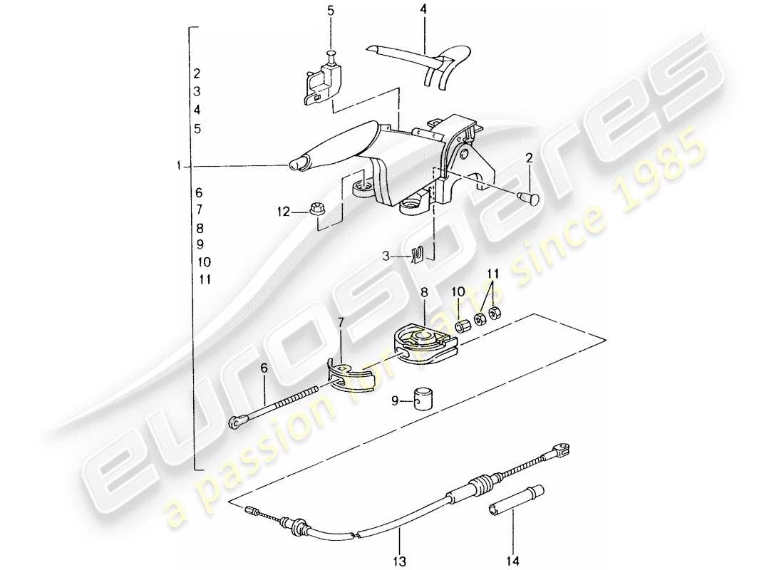 porsche 2005 (996) freno a mano - leva freno a mano diagramma delle parti