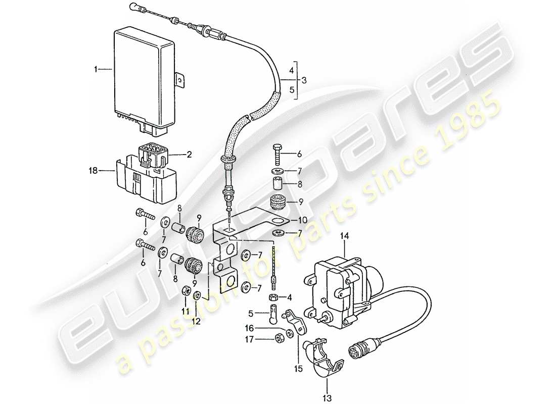 porsche 1990 (928) sistema di cruise control - d - mj 1988>> diagramma delle parti