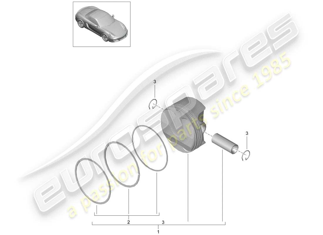 porsche 2015 (981 boxster) diagramma delle parti del pistone