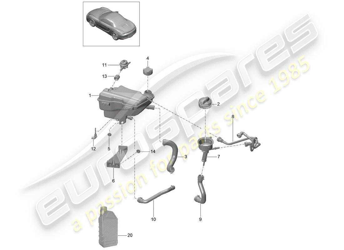 porsche 2015 (981 boxster) raffreddamento ad acqua 3 diagramma delle parti