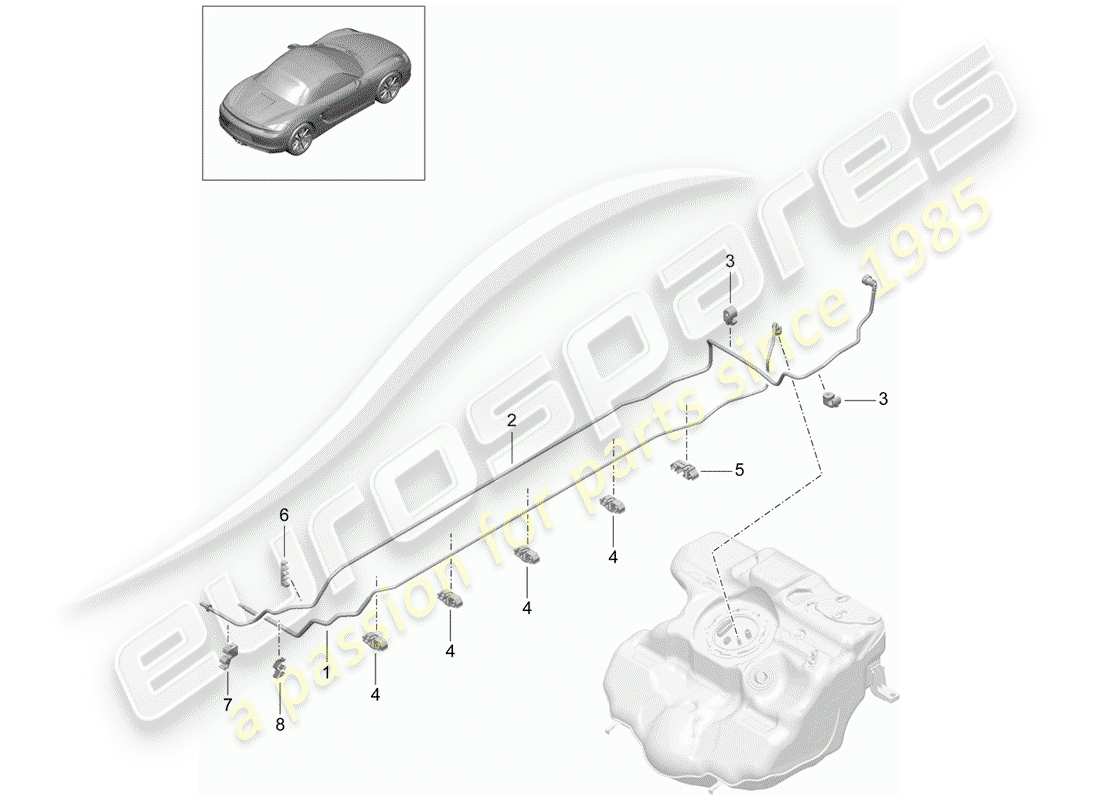porsche 2015 (981 boxster) sistema di alimentazione carburante diagramma delle parti