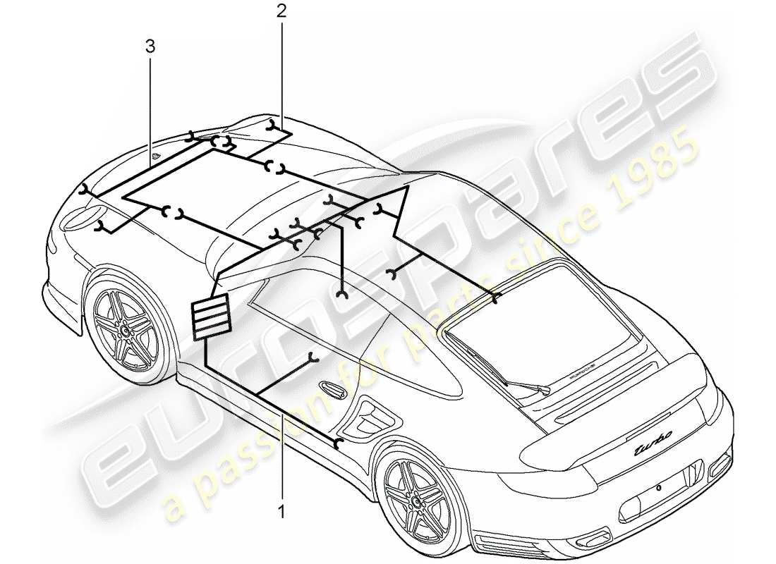 porsche 2009 997-2 turbo / gt2 cablaggi elettrici schema delle parti