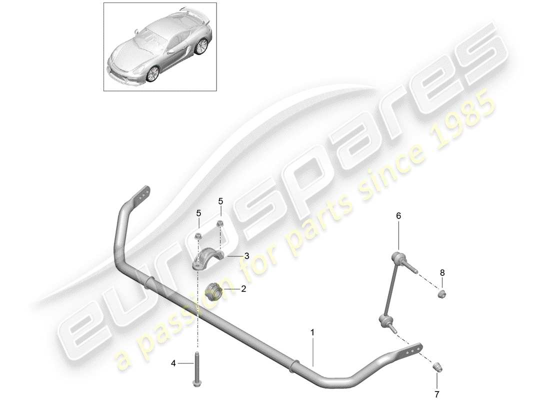 porsche 2016 (981 cayman gt4) diagramma delle parti stabilizzatore