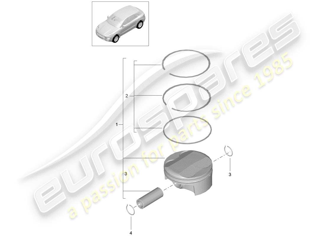 porsche 2016 (macan) diagramma delle parti del pistone