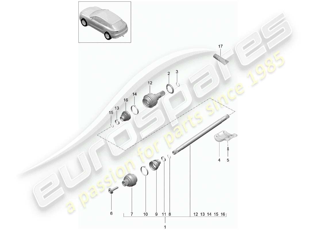 porsche 2016 (macan) albero di trasmissione diagramma delle parti