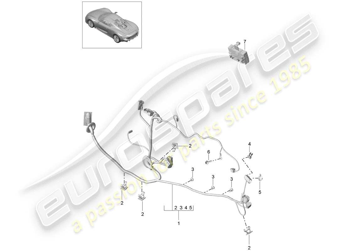 porsche 2015 (918 spyder) cablaggi diagramma delle parti