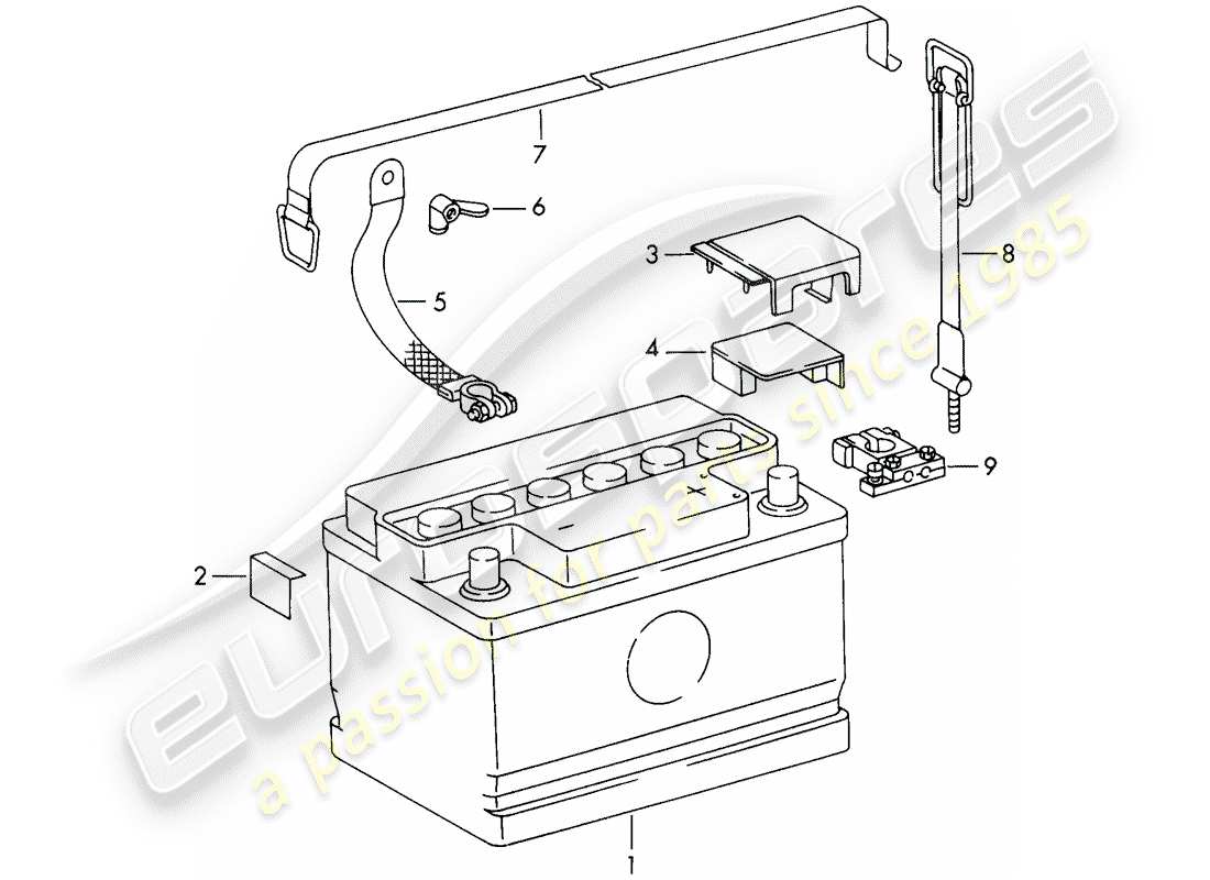 porsche 1966 (911/912) batteria - d - mj 1969>> - mj 1969 diagramma delle parti