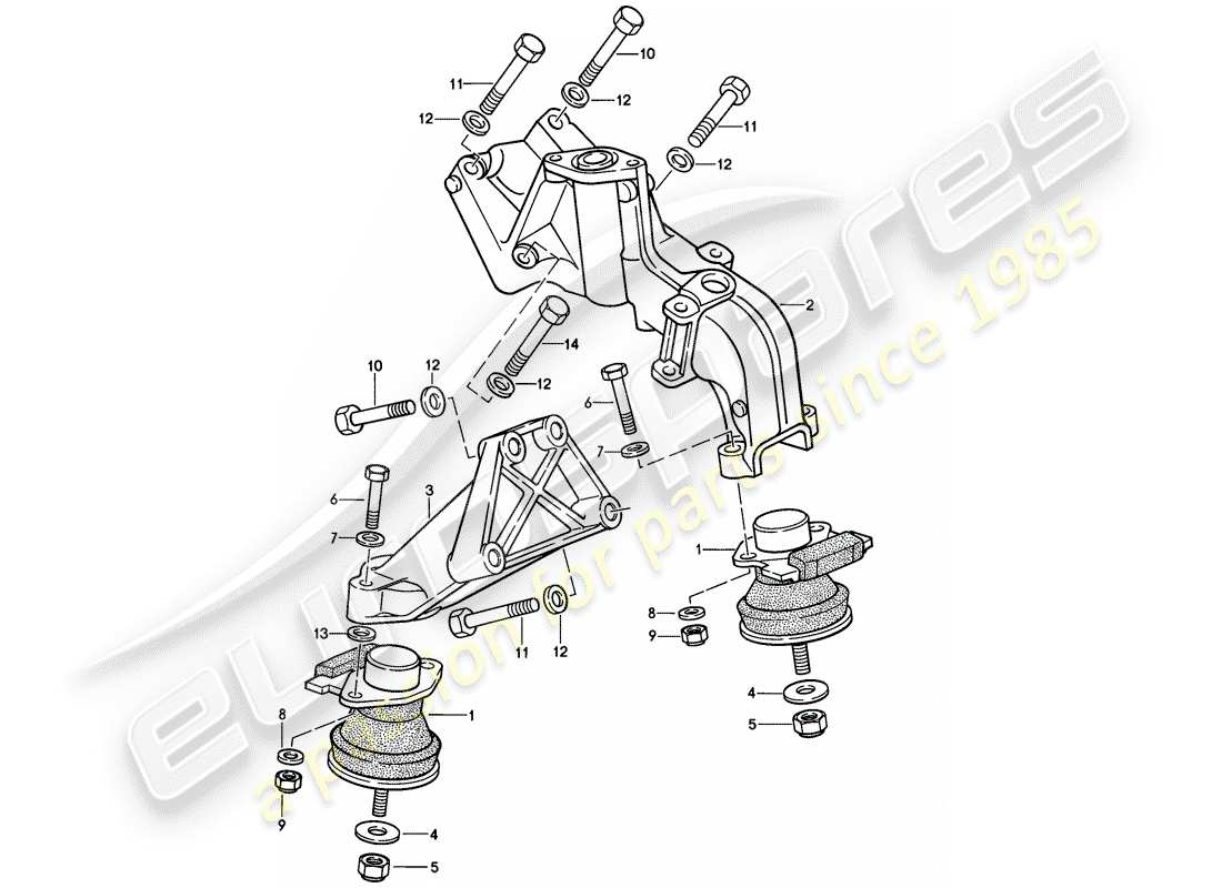 porsche 1986 (944) sospensione del motore diagramma delle parti