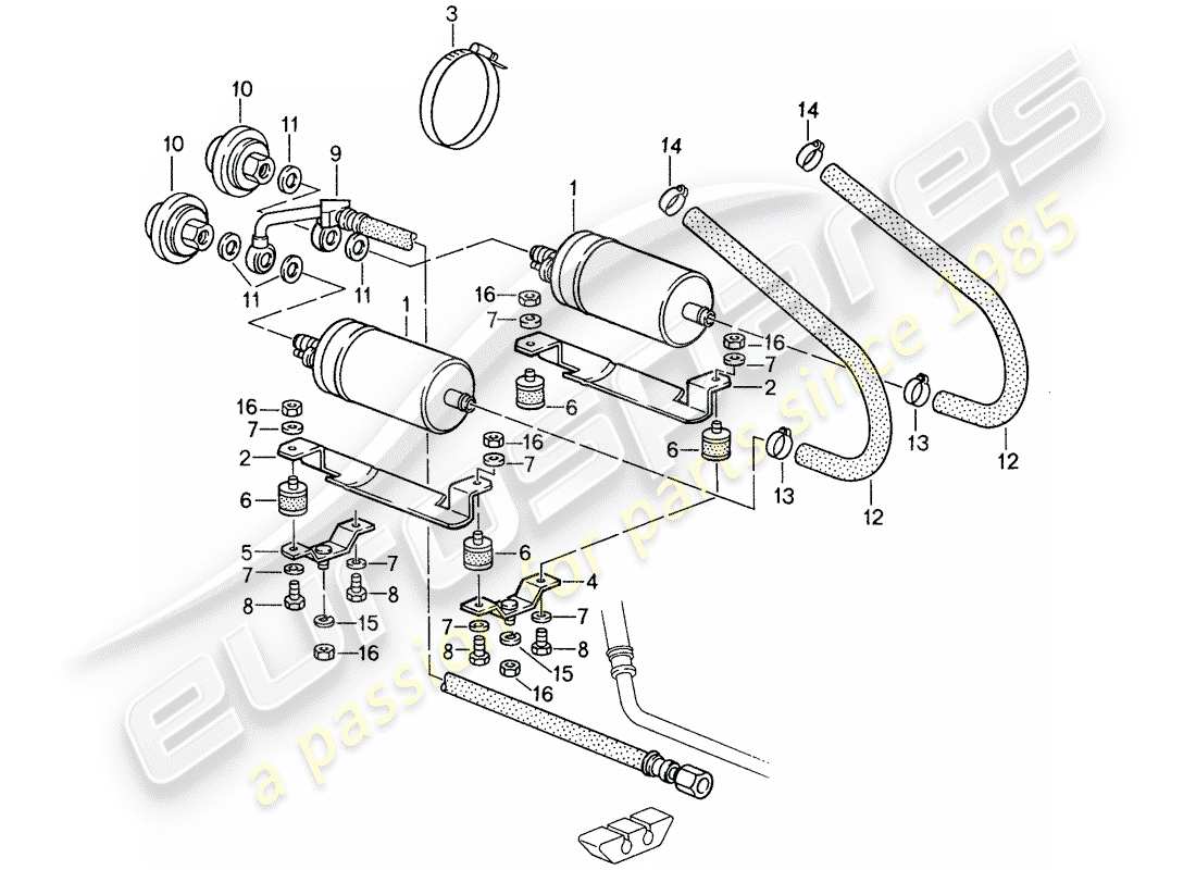 porsche 1988 (959) sistema di alimentazione carburante diagramma delle parti