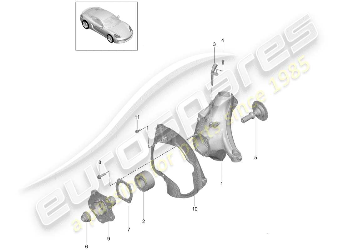 porsche 2017 (718 cayman) schema delle parti portaruota