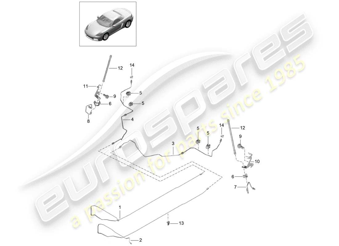 porsche 2017 (718 boxster) linea freno diagramma delle parti
