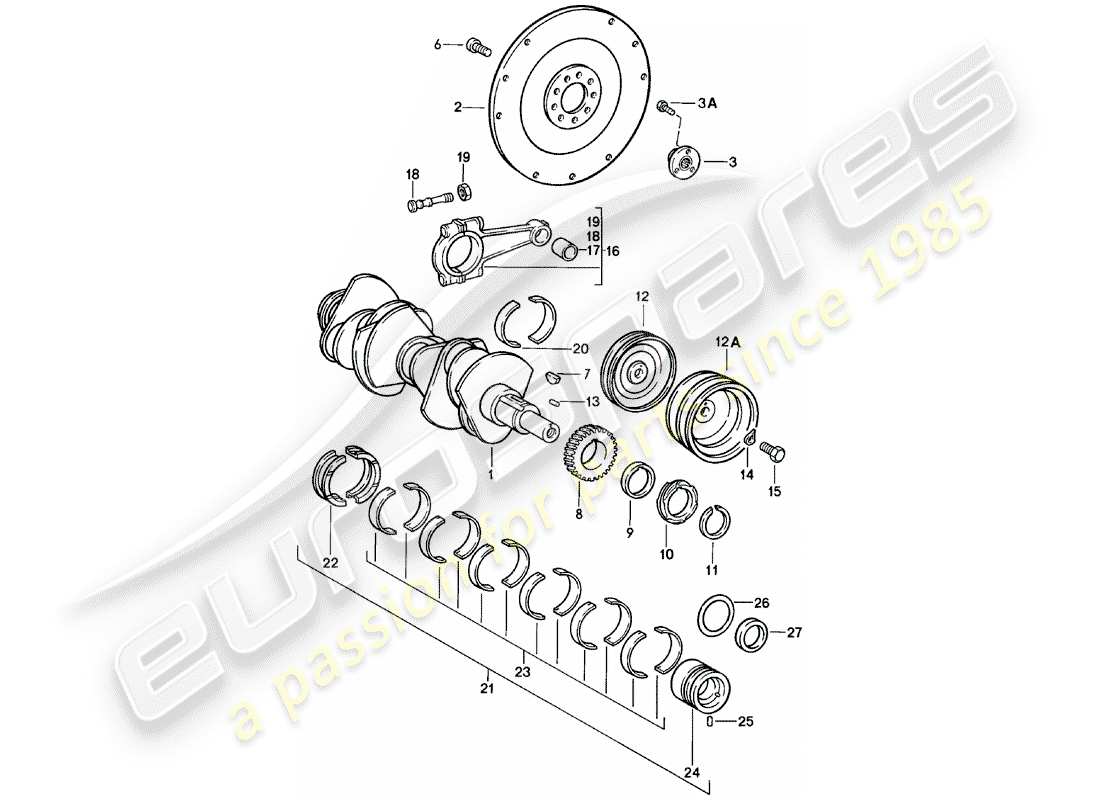 porsche 1983 (911) albero a gomiti diagramma delle parti
