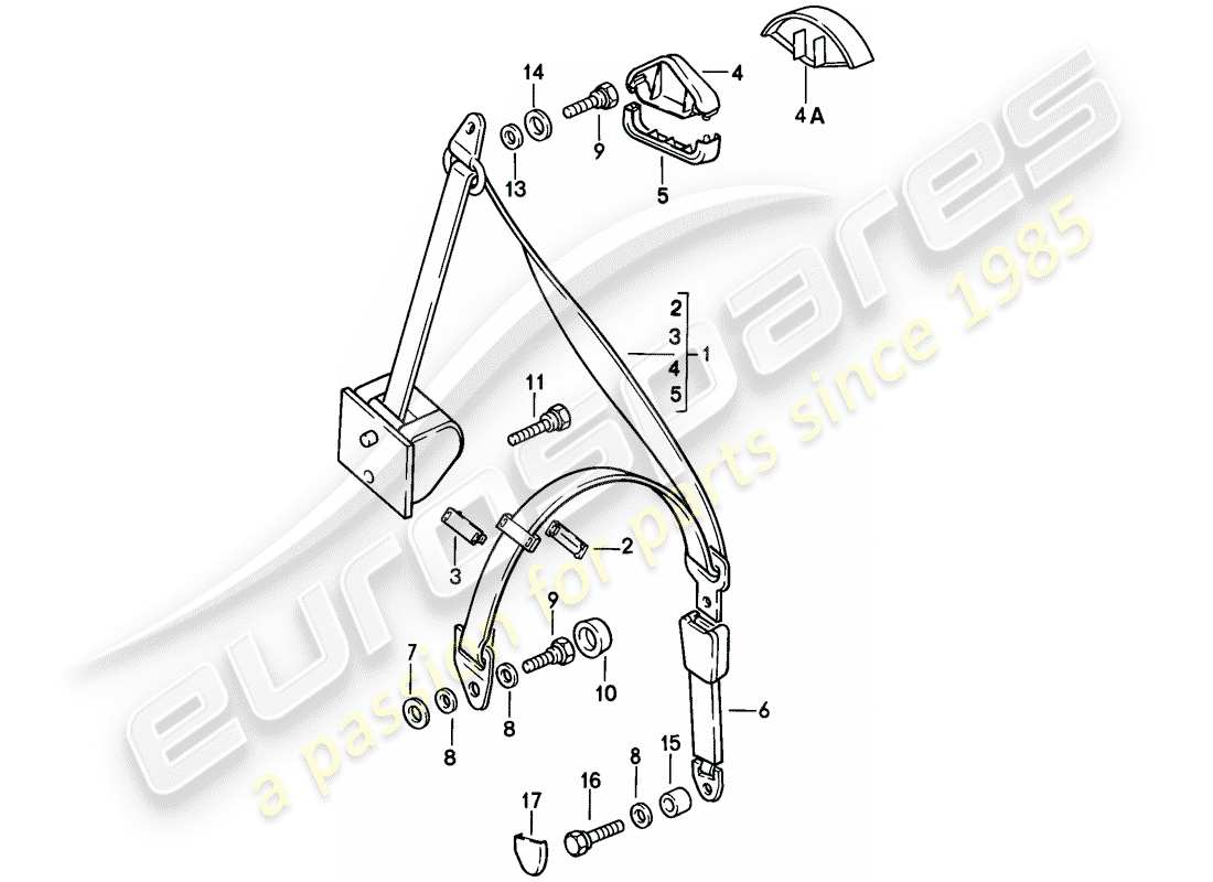 porsche 1982 (944) cintura di sicurezza diagramma delle parti