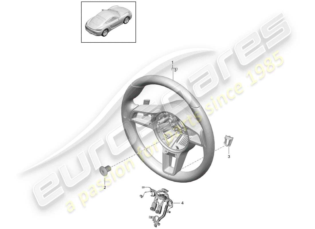 porsche 2017 (718 cayman) volante schema delle parti