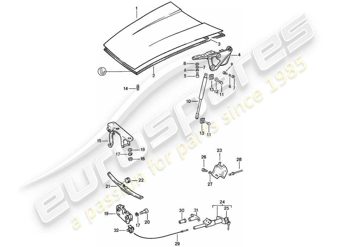porsche 1987 (911) copertina diagramma delle parti