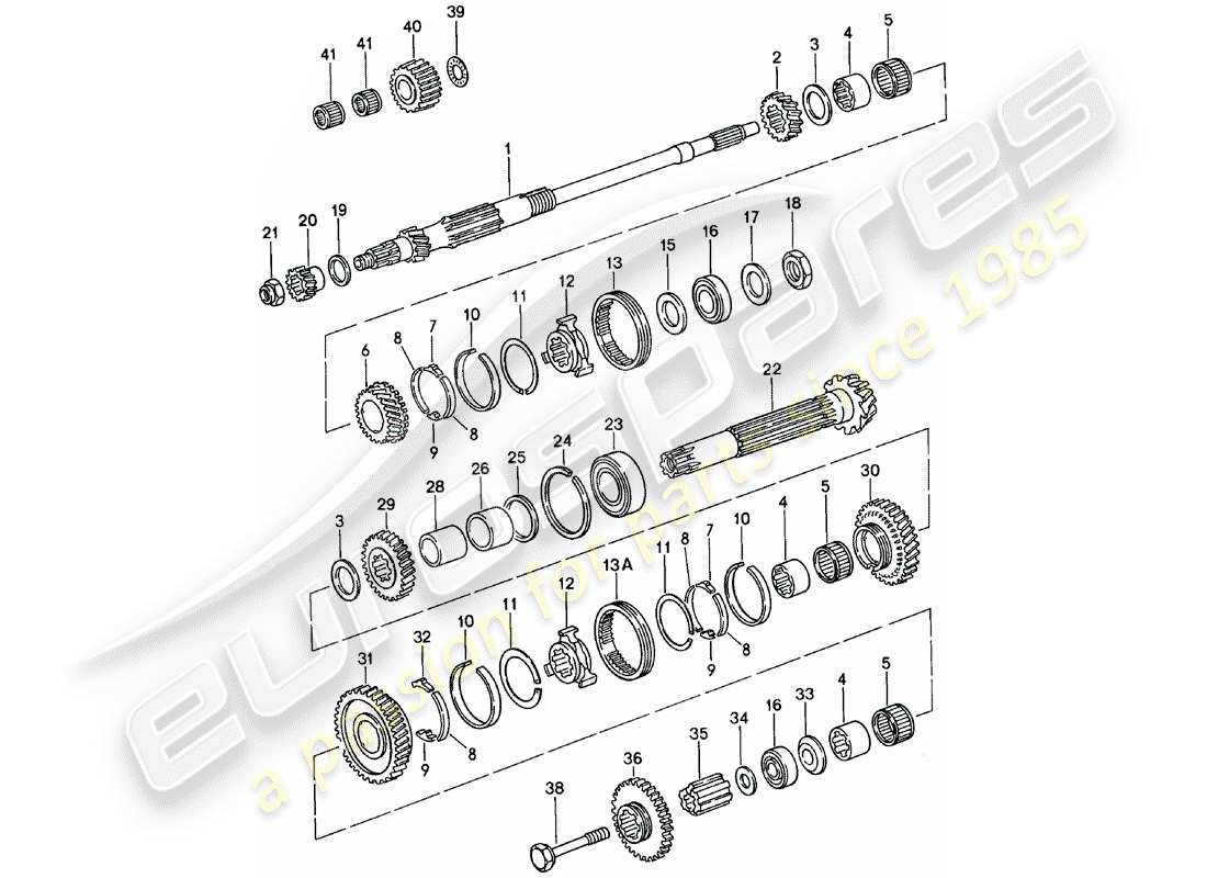 porsche 1978 (911) ingranaggi e alberi - spm diagramma delle parti