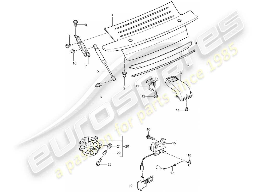 porsche 2009 997-2 turbo / gt2 copertina diagramma delle parti
