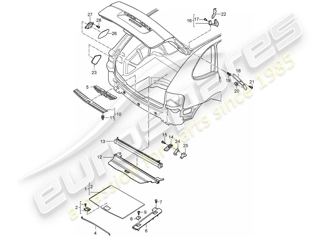 porsche 2004 (cayenne e1 9pa) diagramma delle parti trims