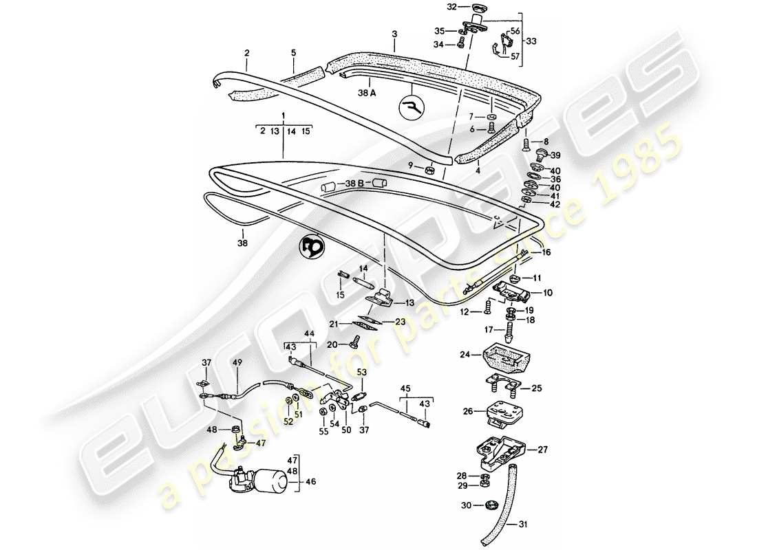 porsche 1990 (944) coperchio baule posteriore - spoiler posteriore - d >> - mj 1990 schema delle parti