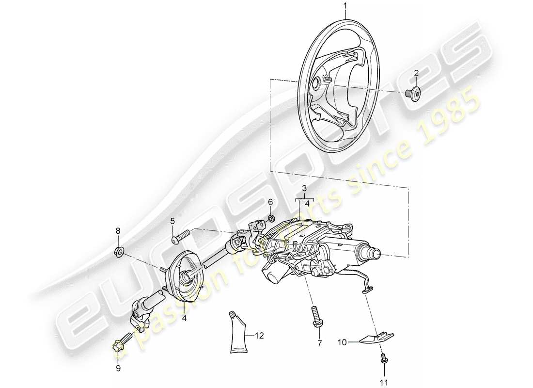 porsche 2009 (cayenne e1 9pa) volanti diagramma delle parti
