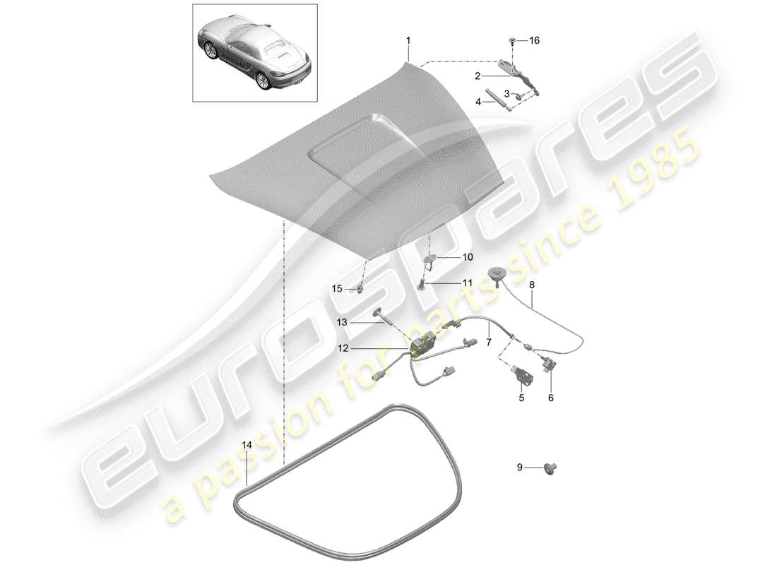 porsche 2012 (981 boxster) copertina diagramma delle parti