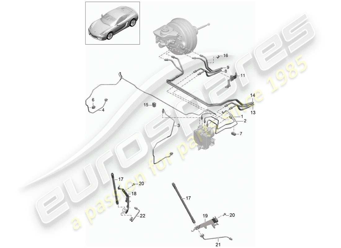 porsche 2016 (981 cayman) linee dei freni diagramma delle parti