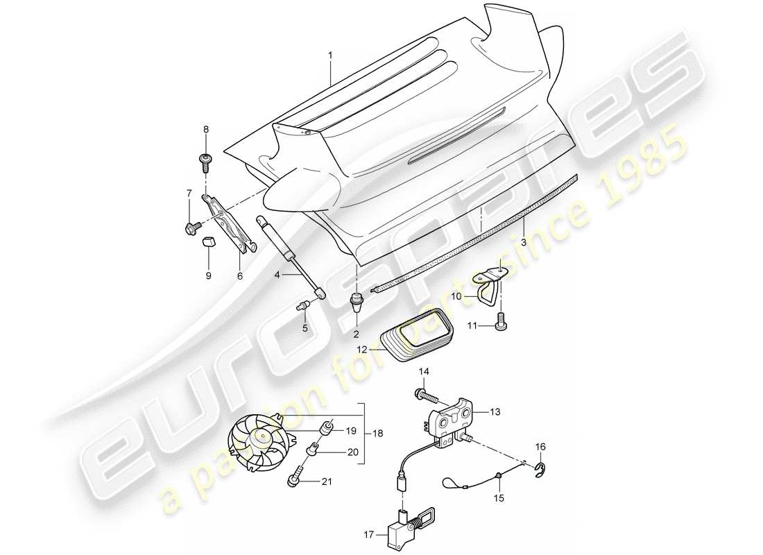 porsche 2009 997-2 turbo / gt2 copertina diagramma delle parti