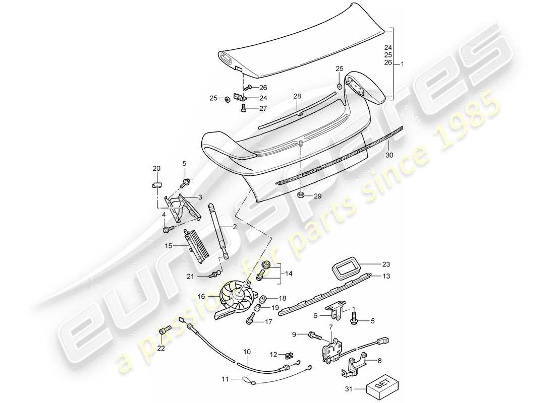 porsche 2001 (996 gt3) copertina - d >> - mj 2002 diagramma delle parti