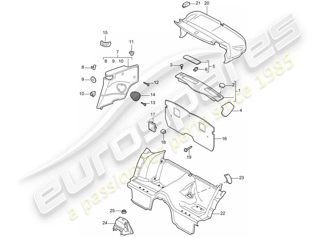 porsche 2007 (997-1 turbo / gt2) finiture diagramma delle parti