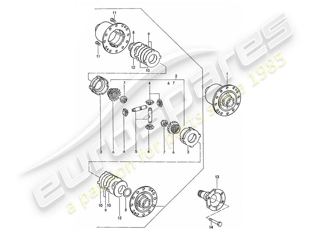 porsche 1995 (968) cambio manuale - differenziale a slittamento limitato diagramma delle parti