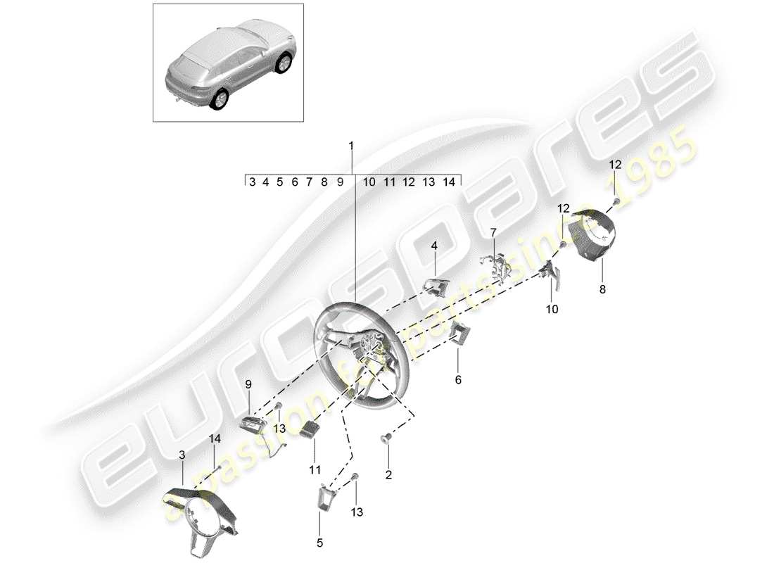 porsche 2017 (macan) volante diagramma delle parti