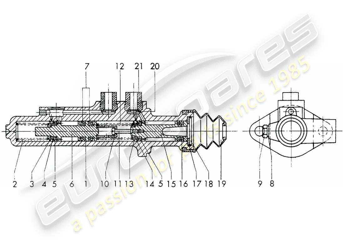 porsche 1973 (911) pompa freno - $ 19,05 - senza: - funzione di avvertimento - parti singole schema delle parti