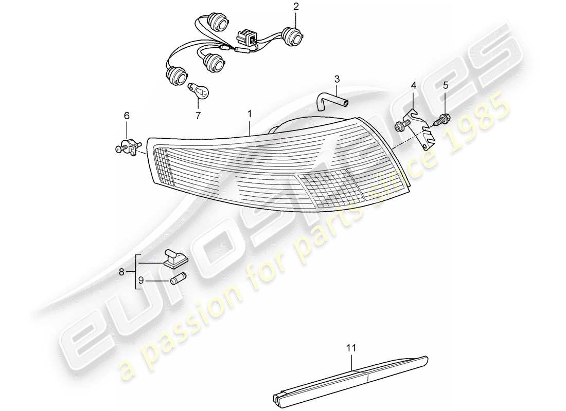 porsche 2007 (997-1 turbo / gt2) schema delle parti luce posteriore