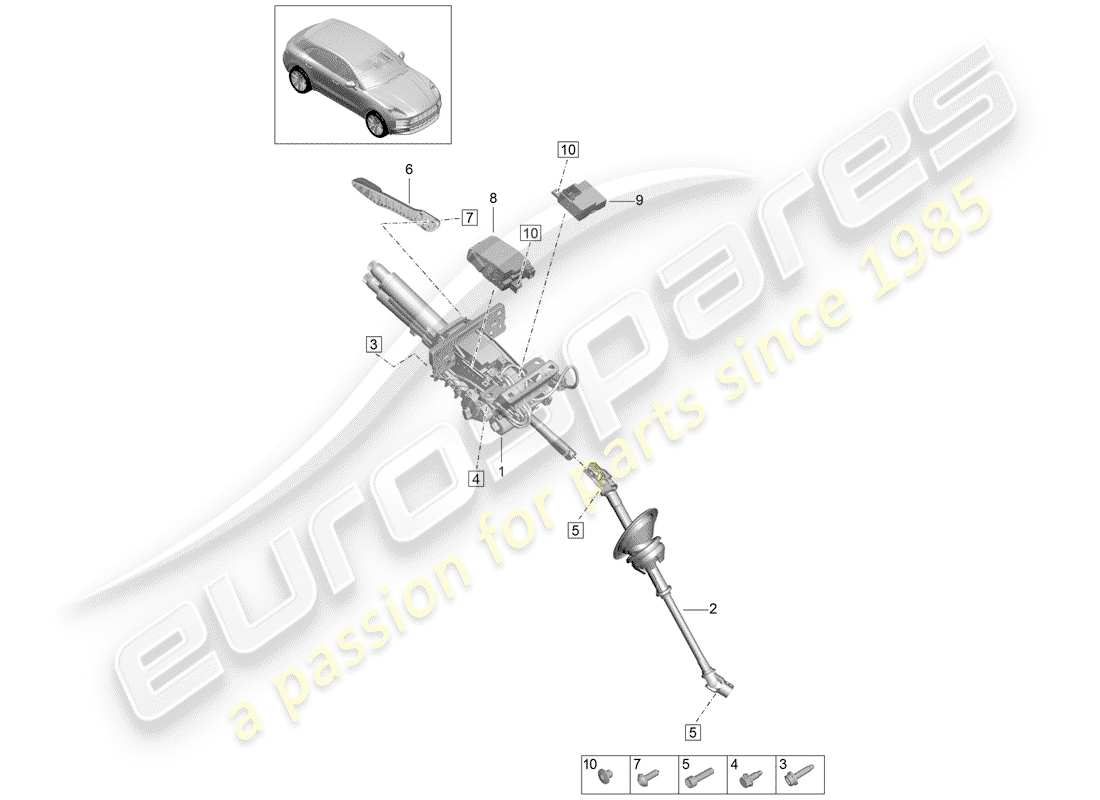 porsche 2019 (macan) piantone dello sterzo diagramma delle parti