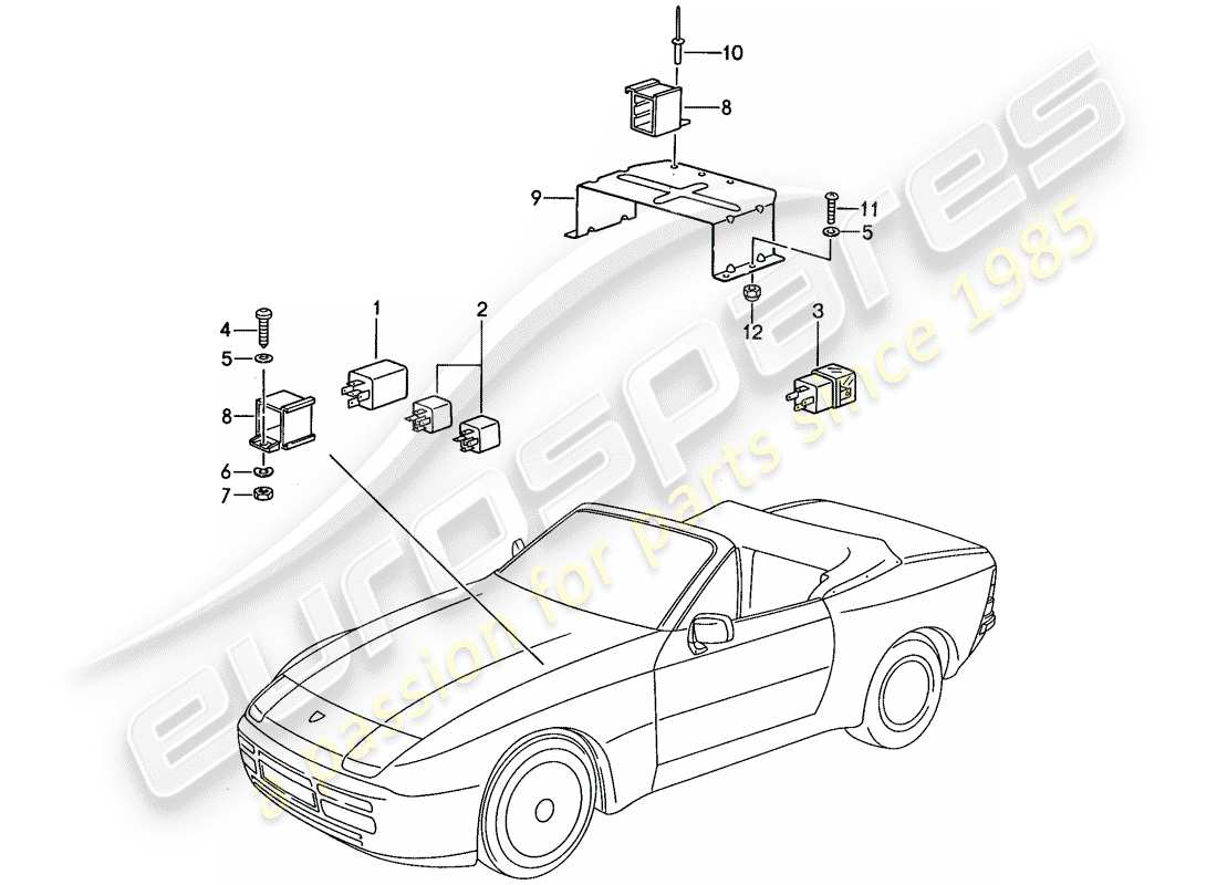 porsche 1991 (944) relè - per - comando capote diagramma delle parti