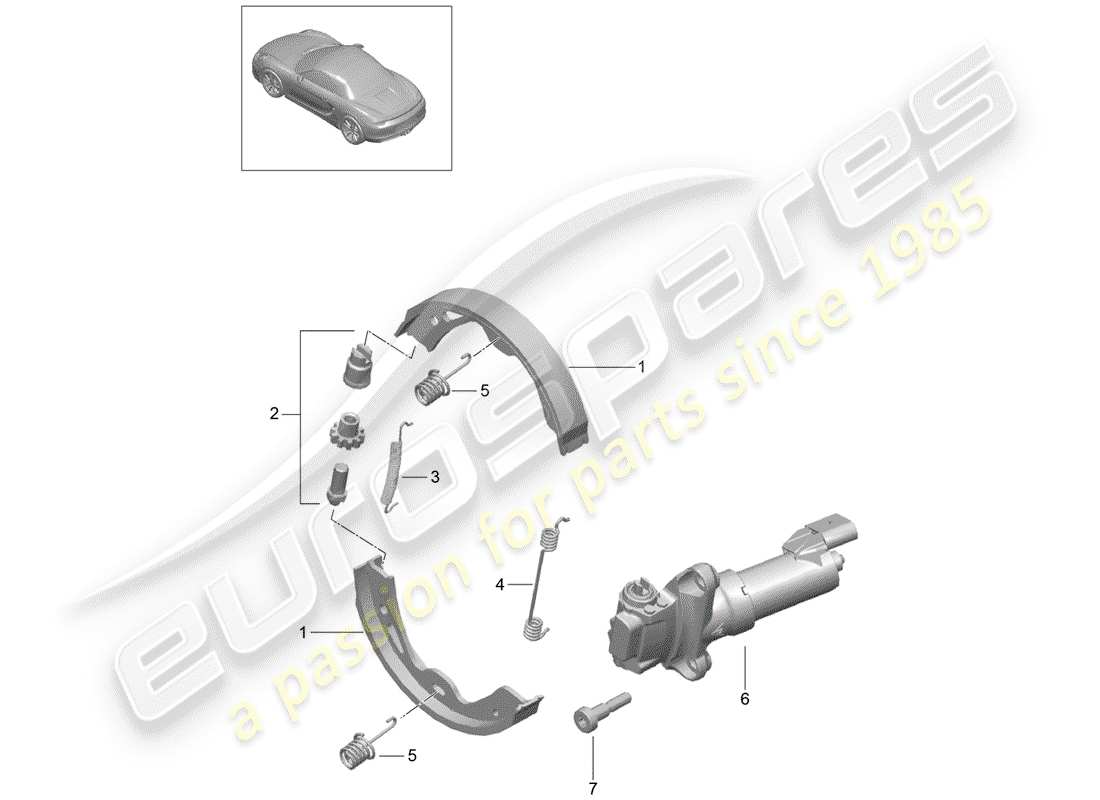porsche 2015 (981 boxster) schema delle parti del freno di stazionamento