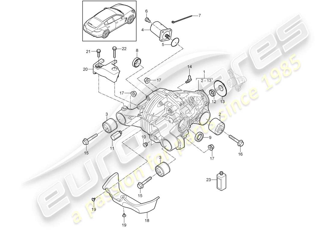 porsche 2010 (cayenne e1 9pa) differenziale dell'asse posteriore diagramma delle parti