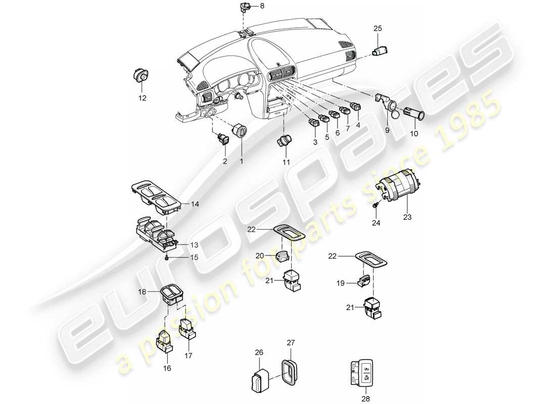 porsche 2005 (cayenne e1 9pa) diagramma delle parti dell'interruttore