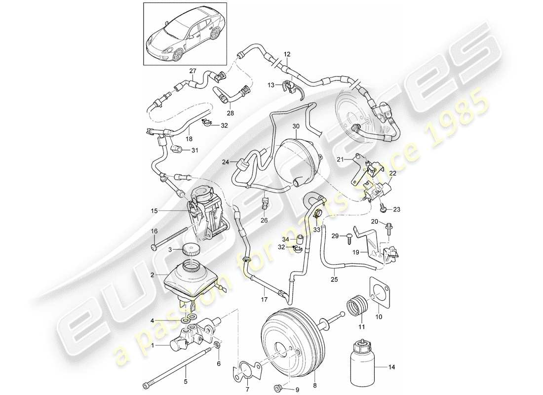 porsche 2014 (panamera 970) pompa freno diagramma delle parti