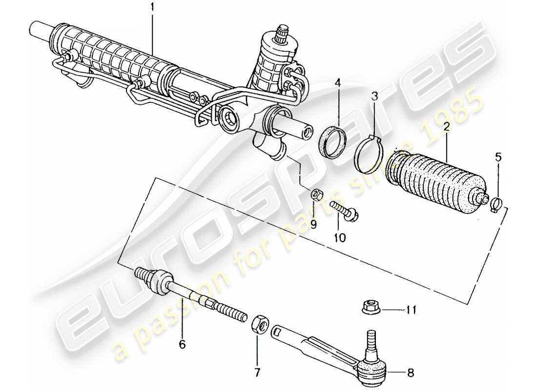 porsche 1999 (986 boxster) servosterzo - sterzo schema delle parti