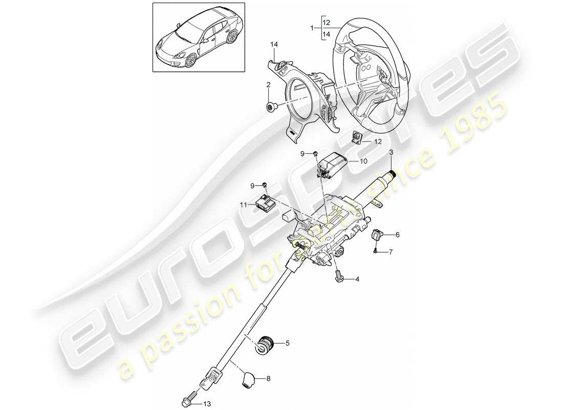 porsche 2011 (panamera 970) volanti schema delle parti