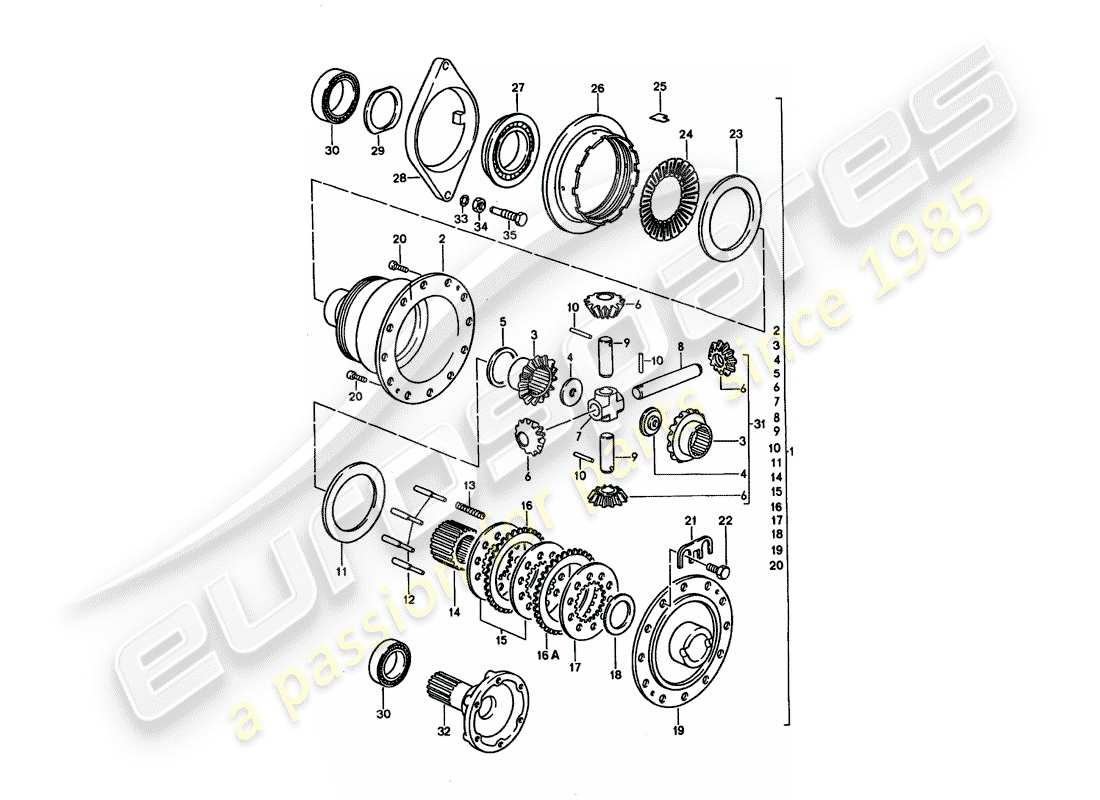 porsche 1993 (928) cambio manuale - porsche - differenziale a slittamento limitato schema delle parti