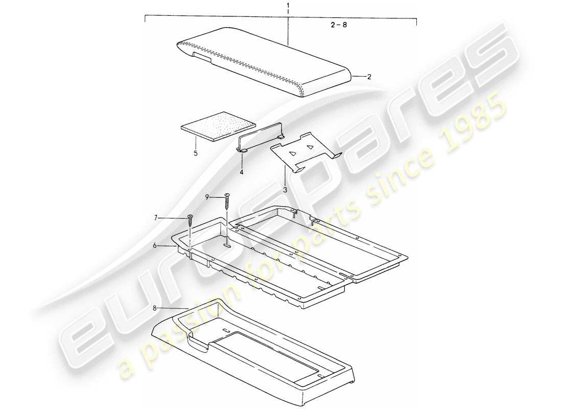 porsche 1995 (928) supporto cassetta diagramma delle parti