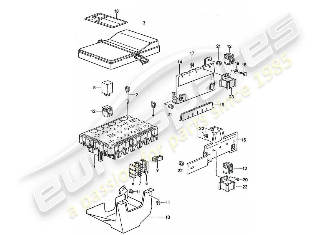 porsche 1994 (968) scatola fusibili/piastra rele' - 1 + 2 schema delle parti