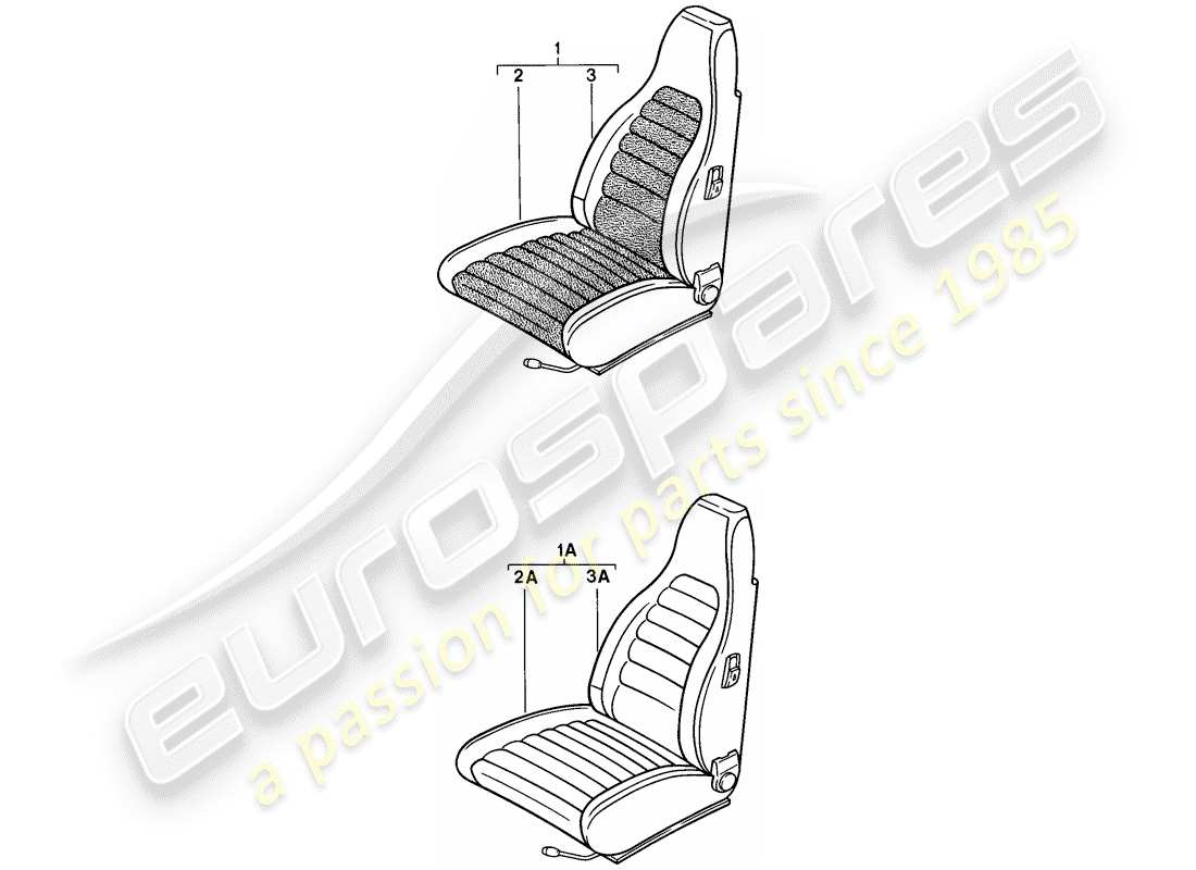porsche 1979 (924) sedile anteriore - completo - rivestimento sedile schema delle parti