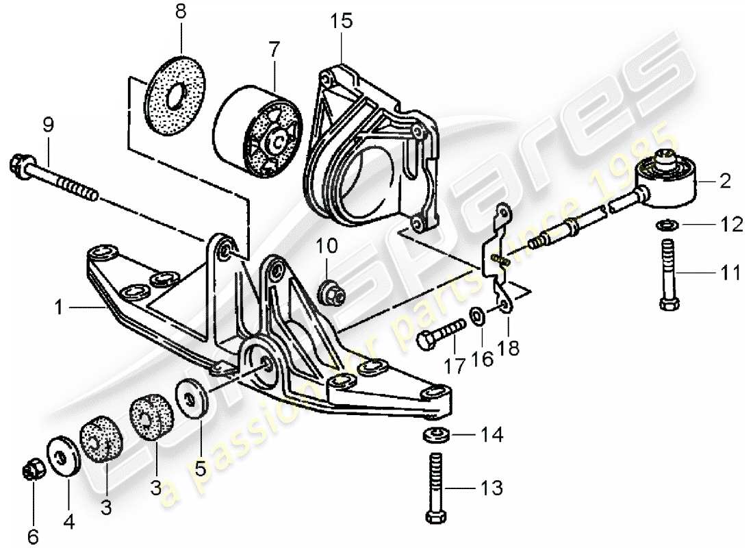 porsche 1994 (993) tiptronic - sospensione della trasmissione diagramma delle parti