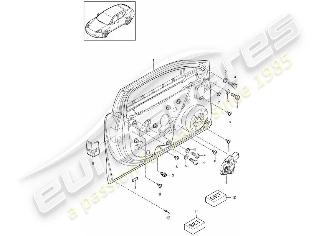 porsche 2011 (panamera 970) schema delle parti del regolatore della finestra